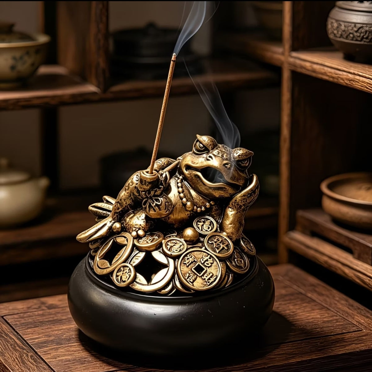 Reclining Golden Toad Figurine | Wealth & Prosperity Decor