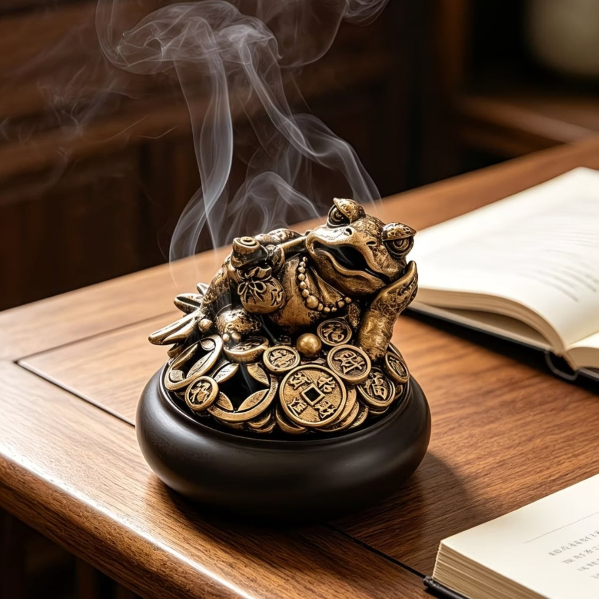 Reclining Golden Toad Figurine | Wealth & Prosperity Decor