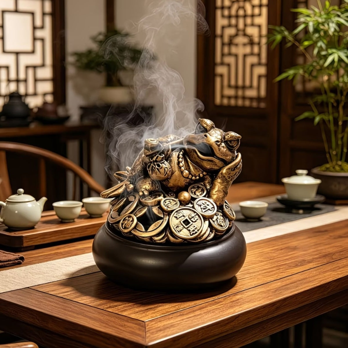 Reclining Golden Toad Figurine | Wealth & Prosperity Decor