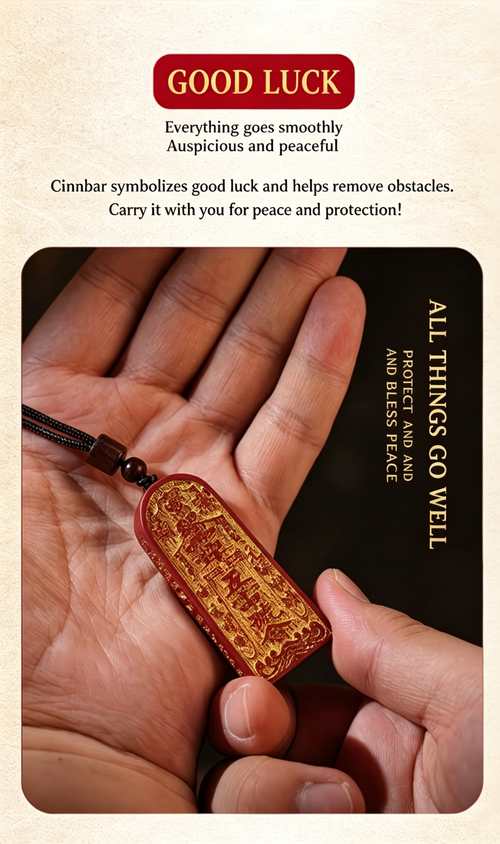 Cinnabar Taoist Token Pendant – Rosewood & High-Grade Cinnabar