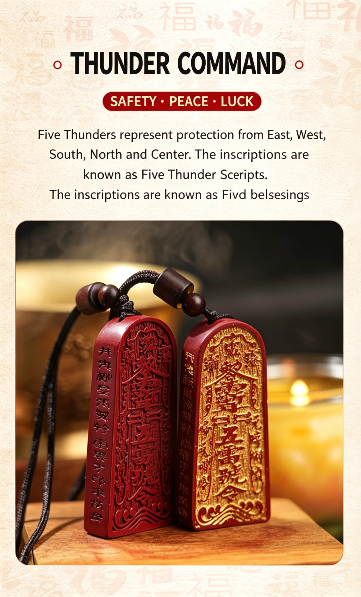 Cinnabar Taoist Token Pendant – Rosewood & High-Grade Cinnabar